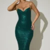 Robe mi-longue Eisley à encolure en cœur et ornements, vert sarcelle Robe mi-longue Eisley à encolure en cœur et ornements, vert sarcelle