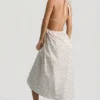 Robe mi-longue en popeline de coton Aeris dos nu à imprimé roses Robe mi-longue en popeline de coton Aeris dos nu à imprimé roses
