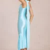 Robe mi-longue Giada à détails de foulard, couleur aqua pâle Robe mi-longue Giada à détails de foulard, couleur aqua pâle