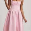 Robe mi-longue Marguerite à corset drapé, couleur Blush Robe mi-longue Marguerite à corset drapé, couleur Blush