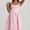 Robe mi-longue Marguerite à corset drapé, couleur Blush Robe mi-longue Marguerite à corset drapé, couleur Blush