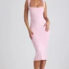 Robe mi-longue Navi en modal avec bordure en dentelle, rose pâle Robe mi-longue Navi en modal avec bordure en dentelle, rose pâle