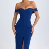 Robe mi-longue à épaules dénudées Rasine en bleu marine Robe mi-longue à épaules dénudées Rasine en bleu marine