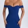 Robe mi-longue à épaules dénudées Rasine en bleu marine Robe mi-longue à épaules dénudées Rasine en bleu marine