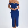 Robe mi-longue à épaules dénudées Rasine en bleu marine Robe mi-longue à épaules dénudées Rasine en bleu marine