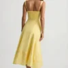 Robe mi-longue évasée en popeline de coton Aralisse, jaune pastel Robe mi-longue évasée en popeline de coton Aralisse, jaune pastel