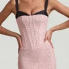 Robe mi-longue à volants et détails de soutien-gorge Valentina, à pois roses Robe mi-longue à volants et détails de soutien-gorge Valentina, à pois roses