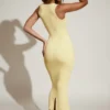 Robe midi Ainslee à encolure carrée, jaune pastel Robe midi Ainslee à encolure carrée, jaune pastel