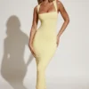 Robe midi Ainslee à encolure carrée, jaune pastel Robe midi Ainslee à encolure carrée, jaune pastel