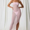 Robe midi bandeau froncée Papeete en rose pâle Robe midi bandeau froncée Papeete en rose pâle
