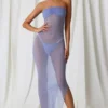 Robe midi bandeau froncée Papeete en violet lavande Robe midi bandeau froncée Papeete en violet lavande
