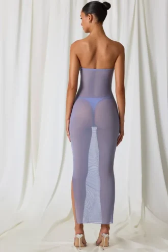 Robe midi bandeau froncée Papeete en violet lavande