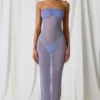 Robe midi bandeau froncée Papeete en violet lavande Robe midi bandeau froncée Papeete en violet lavande