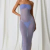 Robe midi bandeau froncée Papeete en violet lavande Robe midi bandeau froncée Papeete en violet lavande
