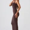 Robe midi à encolure carrée Ainslee, couleur chocolat