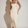 Robe midi à encolure carrée Ainslee, couleur ivoire