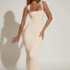 Robe midi à encolure carrée Ainslee, couleur ivoire