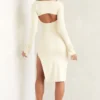 Robe midi à manches longues et encolure carrée Sawyer, couleur ivoire Robe midi à manches longues et encolure carrée Sawyer, couleur ivoire