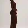 Robe midi à manches longues Ori Modal Peekaboo, couleur chocolat Robe midi à manches longues Ori Modal Peekaboo, couleur chocolat