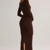 Robe midi à manches longues Ori Modal Peekaboo, couleur chocolat Robe midi à manches longues Ori Modal Peekaboo, couleur chocolat