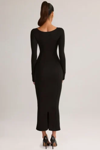Robe midi à manches longues Ori Modal Peekaboo en noir