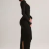 Robe midi à manches longues Ori Modal Peekaboo en noir Robe midi à manches longues Ori Modal Peekaboo en noir