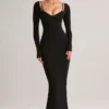Robe midi à manches longues Ori Modal Peekaboo en noir Robe midi à manches longues Ori Modal Peekaboo en noir