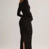 Robe midi à manches longues Ori Modal Peekaboo en noir Robe midi à manches longues Ori Modal Peekaboo en noir