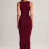 Robe midi moulante à encolure carrée Ainslee en modal, couleur vin Robe midi moulante à encolure carrée Ainslee en modal, couleur vin