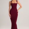 Robe midi moulante à encolure carrée Ainslee en modal, couleur vin Robe midi moulante à encolure carrée Ainslee en modal, couleur vin
