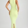 Robe midi moulante à encolure carrée Ainslee en modal, vert matcha Robe midi moulante à encolure carrée Ainslee en modal, vert matcha