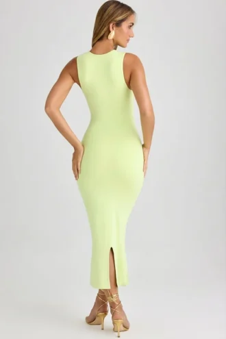 Robe midi moulante à encolure carrée Ainslee en modal, vert matcha