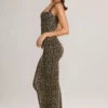 Robe midi moulante à encolure carrée en modal Ainslee, imprimé léopard Robe midi moulante à encolure carrée en modal Ainslee, imprimé léopard