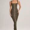 Robe midi moulante à encolure carrée en modal Ainslee, imprimé léopard Robe midi moulante à encolure carrée en modal Ainslee, imprimé léopard