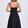 Robe midi trapèze Mallory à nœuds, en noir