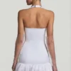 Robe Millie à nœud et ourlet bouffant, dos nu, en blanc Robe Millie à nœud et ourlet bouffant, dos nu, en blanc