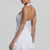 Robe Millie à nœud et ourlet bouffant, dos nu, en blanc Robe Millie à nœud et ourlet bouffant, dos nu, en blanc