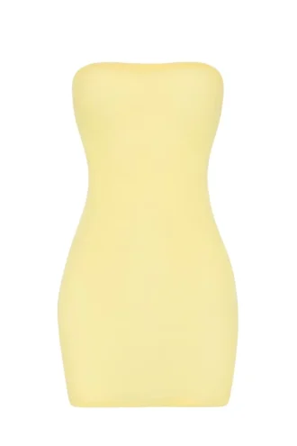 Robe mini bandeau en maille transparente Intimates, couleur jaune