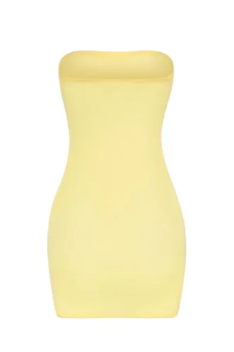 Robe mini bandeau en maille transparente Intimates, couleur jaune