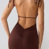 Robe Orli en jersey fluide à dos nu, couleur Espresso Robe Orli en jersey fluide à dos nu, couleur Espresso