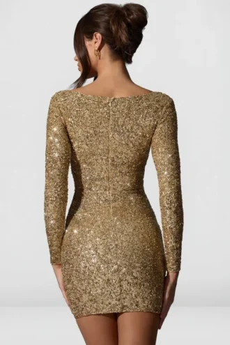 Robe Sephina à encolure en cœur ornée de détails dorés