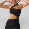 Robe Shyla en jersey moulant froncé avec découpes, couleur noir Robe Shyla en jersey moulant froncé avec découpes, couleur noir