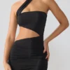 Robe Shyla en jersey moulant froncé avec découpes, couleur noir Robe Shyla en jersey moulant froncé avec découpes, couleur noir