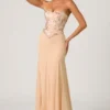 Robe sirène à corset orné Lysana, beige à motifs floraux Robe sirène à corset orné Lysana, beige à motifs floraux