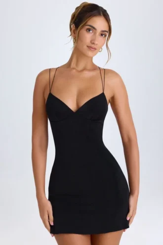 Robe Tesni à bretelles et dos nu, en noir