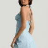 Robe trapèze à col dos nu Nerine à imprimé floral bleu