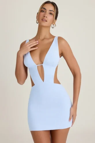 Robe trapèze à découpes Gaia, bleu pervenche