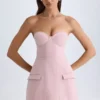 Robe tulipe structurée sans bretelles Arta, rose mauve