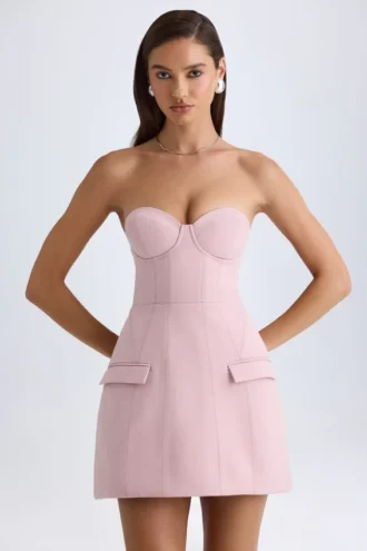 Robe tulipe structurée sans bretelles Arta, rose mauve