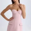 Robe tulipe structurée sans bretelles Arta, rose mauve